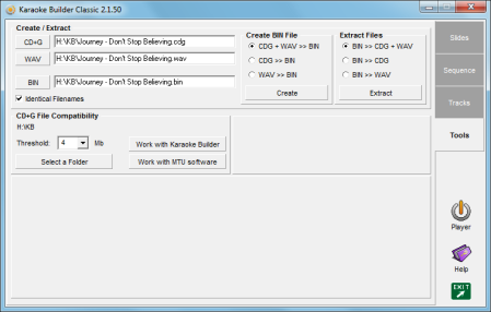 Split apart a track or put it back together, to separate/join the audio and lyrics (graphics) parts.